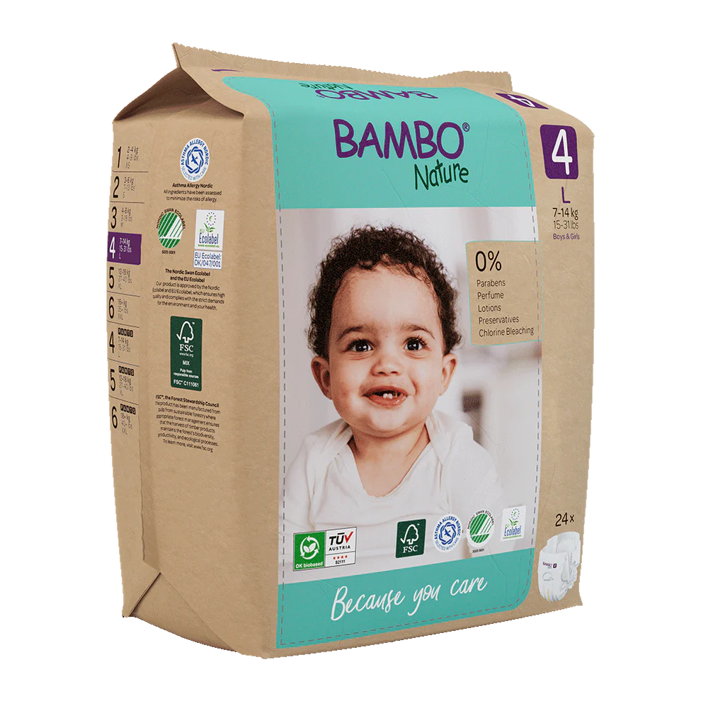 Bambo Nature 4, (7-14 kg / 15-31 lbs), 24 buc.