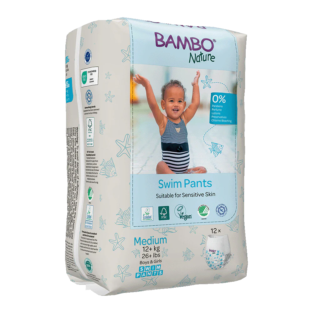 Bambo Nature Swim Scutece chilotel de baie, Marimea M, +12 kg, 12 bucati