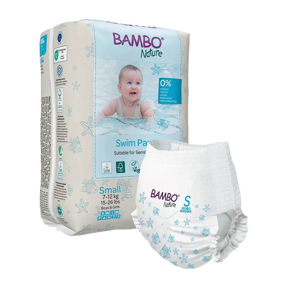 Bambo Nature Swim Scutece chilotel de baie, Marimea S, 7-12 kg, 12 bucati