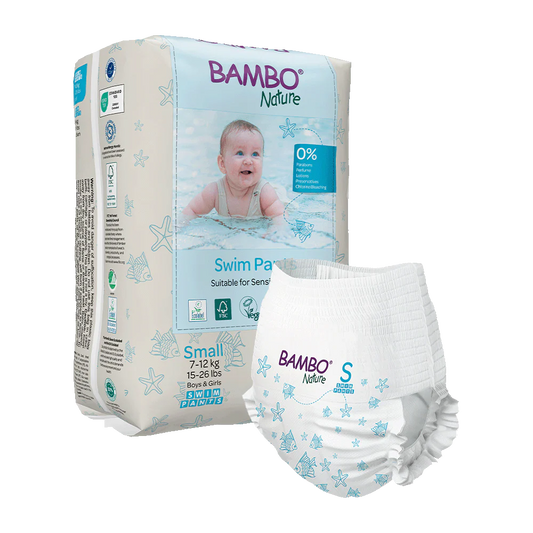 Bambo Nature Swim Scutece chilotel de baie, Marimea S, 7-12 kg, 12 bucati