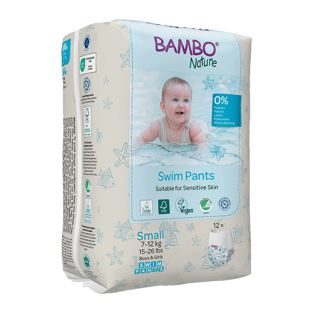 Bambo Nature Swim Scutece chilotel de baie, Marimea S, 7-12 kg, 12 bucati